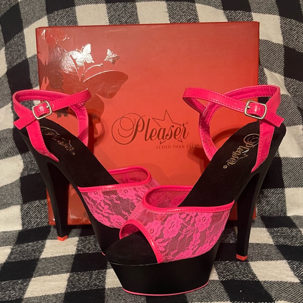 Pleaser “Kiss-209ML” lace high heel sandal